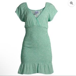 NWT Mint Floral Smocked Dress with V-Neck & Flutter Sleeves